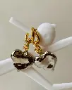 Silver Gold heart drop Earrings