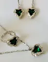 Silver Green Heart Pendent Se