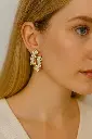 Korean Emerald white-cut crystals
		Silver-toned earrings