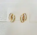 Korean Emerald white-cut crystals
		Silver-toned earrings