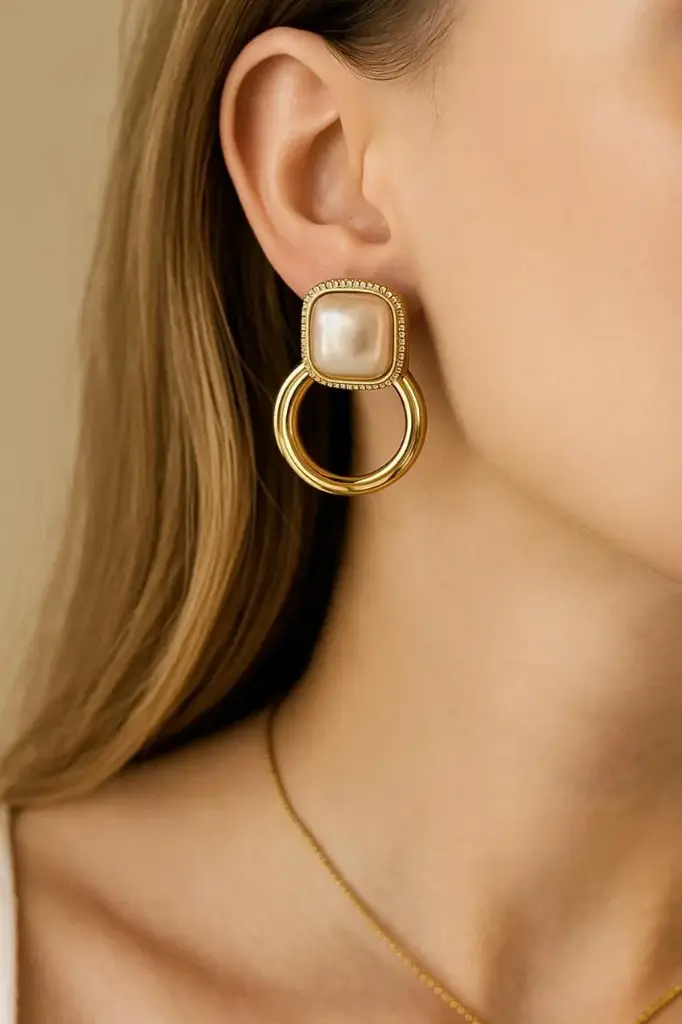 Pearl Halo Dual Hoop Earrings