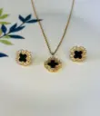 Black Grace Bloom Pendant & Stud Se