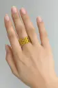 Golden Grid Statement Ring