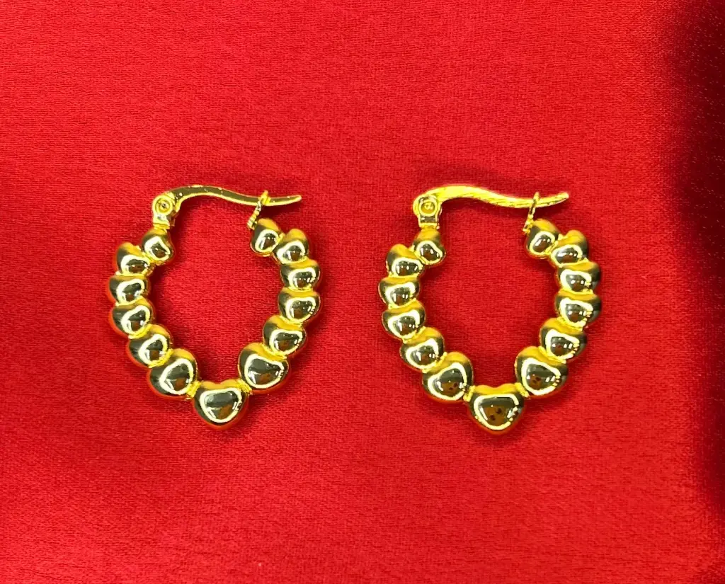 Golden beads Hoops Earrings