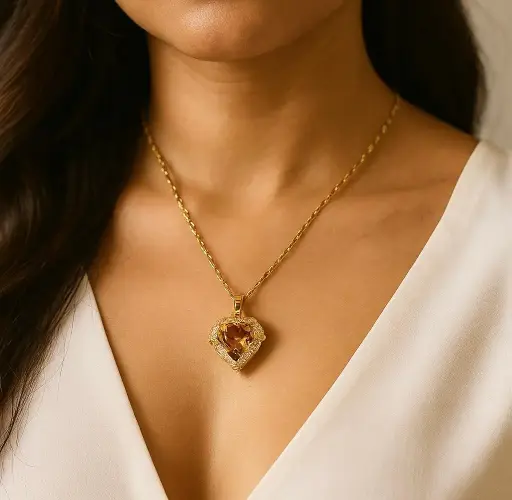 [SM-22] Golden Heart Crystal Pendant