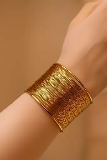 [SM-23] Golden Wire Cuff Bracelet