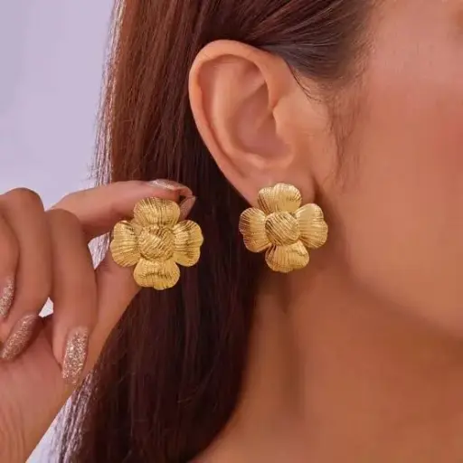 [SM-32] Golden Floral Earrings