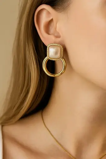 [SM-13] Pearl Halo Dual Hoop Earrings