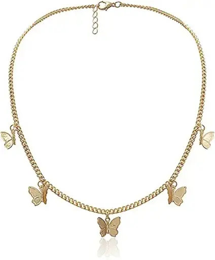 [SM-39] Flutter Gold -Tone Butterfly Necklace