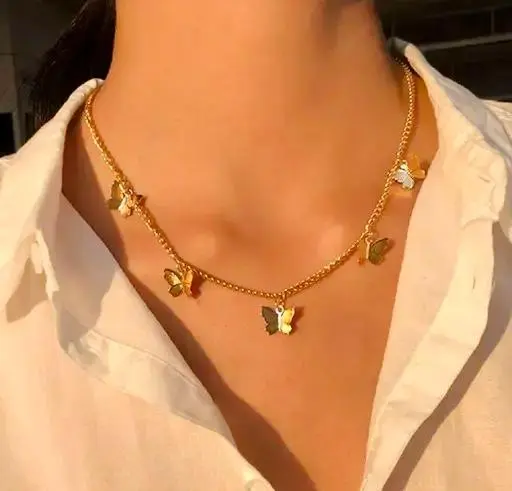 [SM-39] Flutter Gold -Tone Butterfly Necklace