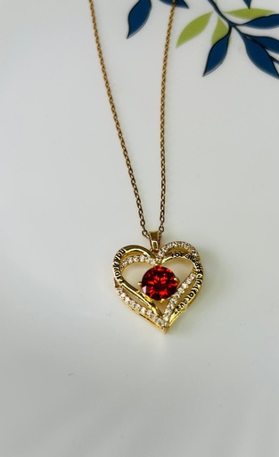 [SH-11] Eternal Flame Red Heart pendent Necklace