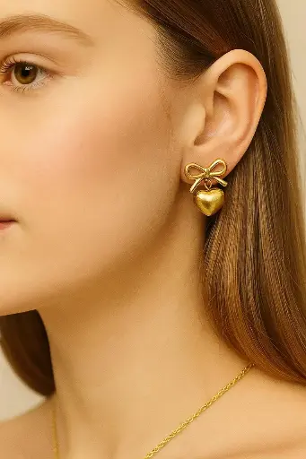 [SM-14] Gold bowstyle earrings
