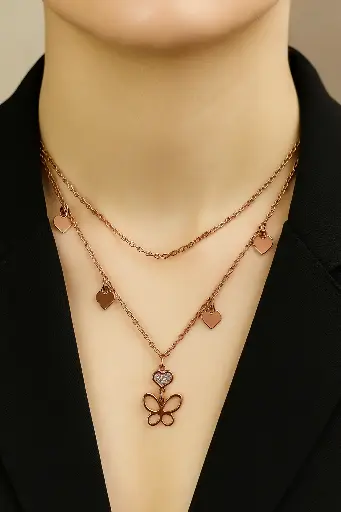 [SH-56] Flutter Heart Layered Necklace