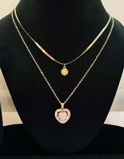 [SM-55] ✨ Elegant Heart Layered Necklace – by Shaworas ✨
