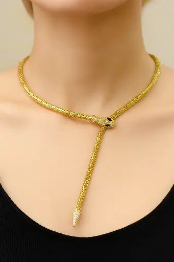 [SH-55] Golden Serpent Collar Necklace