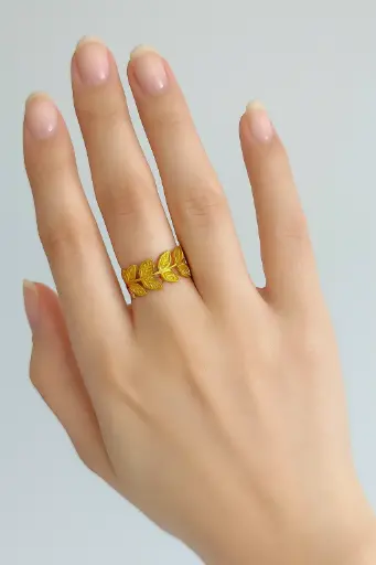 [SH-3] Golden Leaf Vine Ring