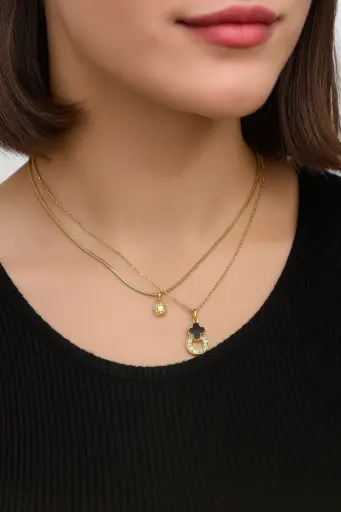 Twin Charm Elegance Layered Necklace